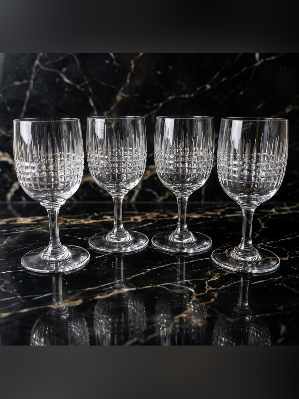 Set Of 4 Baccarat Crystal France Model Nancy Claret Wine Glasses 5.5" 1920s
